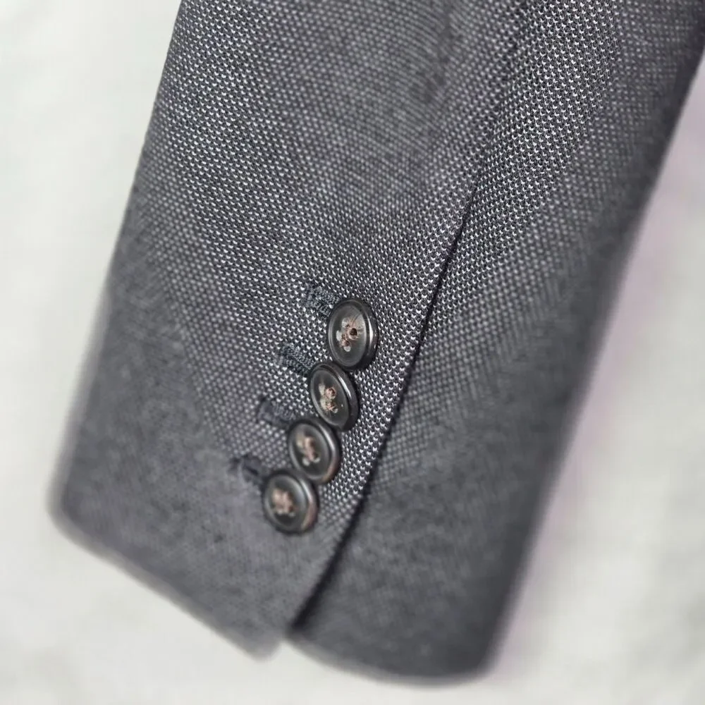 Ann Taylor Textured Blazer Gray 4 Zipper Pocket Stretch Minimalist Workwear
